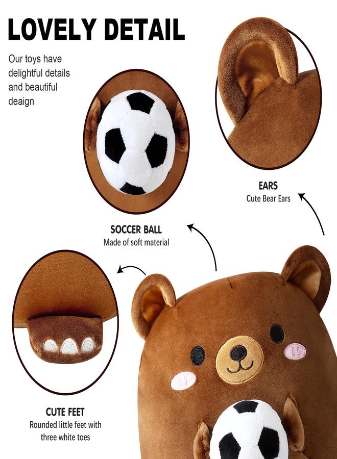 Onsoyours Original Bear Plush with Soccer Ball, Cute 12 inch Sport Brown Bear Stuffed Animal, Ultra Soft Collectible Hugging Gift Plush Toy - Image 4